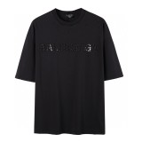稀少 バレンシアガ コピー2024SS春と夏の新しい洗浄シャツ壊れた穴ラウンドネイルロゴ半袖Tシャツ