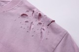 入手困難 バレンシアガ コピーおすすめ 文字LOGOは穴が古い半袖Tシャツ