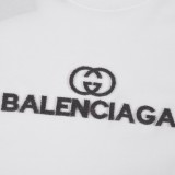 高品質 バレンシアガ GUCCI×BALENCIAG 2024SS春夏ブランドダブルGの文字歯ブラシ刺繍半袖Tシャツ