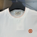 高品質 エルメス スーパーコピー 2024夏新作アルファベット“H”刺繍ロゴ半袖Tシャツ2色