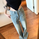 追跡付 グッチ コピーおすすめ ダブルGアルファベットドリルスリムストレートデニムパンツ