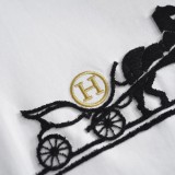 累積売上総額第１位！エルメス コピーおすすめ ラウンドネックカップルカジュアル半袖Tシャツ2色
