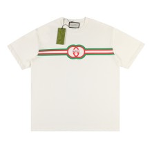 一目惚れ♪  グッチ スーパーコピー 24 SS新作赤緑ストライププリント半袖Tシャツ