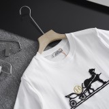 累積売上総額第１位！エルメス コピーおすすめ ラウンドネックカップルカジュアル半袖Tシャツ2色