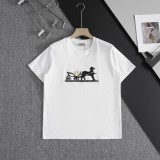 累積売上総額第１位！エルメス コピーおすすめ ラウンドネックカップルカジュアル半袖Tシャツ2色
