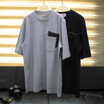 【話題商品！】エルメス 激安通販 2024新作ポケットレザー半袖Tシャツ2色
