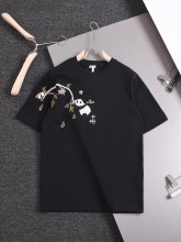 使い勝手良し ロエベ 偽物通販 重工刺繍ロゴオールインワン丸首半袖Tシャツ