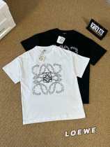 激安通販 ロエベ 激安通販 2024春夏新作イバラ刺繍ラウンドネック半袖Tシャツ2色