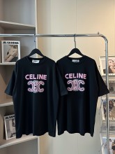日本未入荷 セリーヌ 偽物通販 重工ピンクスパンコール凱旋門刺繍半袖T