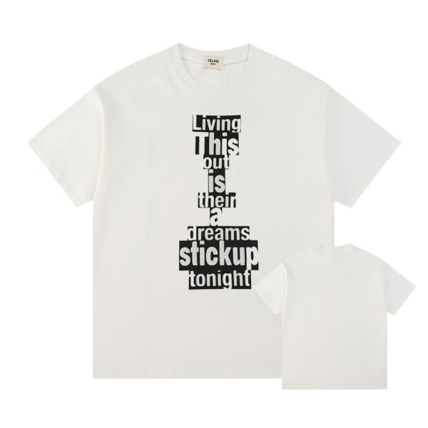 大人気 セリーヌ コピーおすすめ 24 ss春夏新作クラシック丸首プリントTシャツ