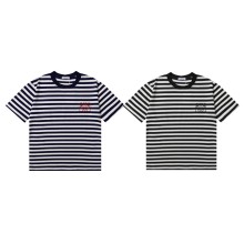 超奇跡の入荷☆ ロエベ コピーおすすめ 24 ss新作立体刺繍ロゴストライプカジュアル半袖Tシャツ