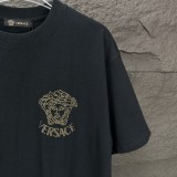 追跡付 ヴェルサーチ  スーパーコピー 2024新作ラインストーンヘッドロゴカップル半袖Tシャツ