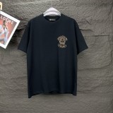 追跡付 ヴェルサーチ  スーパーコピー 2024新作ラインストーンヘッドロゴカップル半袖Tシャツ