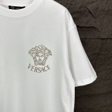 新作 ヴェルサーチ n級品 2024新作ラインストーンヘッドロゴカップル半袖Tシャツ