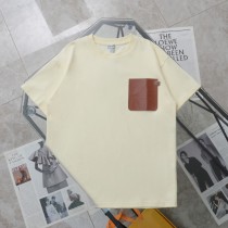 ★超人気 ロエベ 激安通販 レザーポケットロゴカジュアル丸首半袖Tシャツ