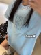 追跡付 ロエベ コピー Babyブルー刺繍ロゴ半袖Tシャツ