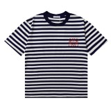 超奇跡の入荷☆ ロエベ コピーおすすめ 24 ss新作立体刺繍ロゴストライプカジュアル半袖Tシャツ