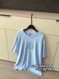 追跡付 ロエベ コピー Babyブルー刺繍ロゴ半袖Tシャツ