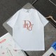 日本未入荷 ディオール 激安偽物 フラワー刺繍ロゴカジュアル丸首半袖Tシャツ