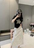 追跡付 ディオール 激安偽物 蝶プリントセットアップスカート