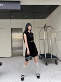 一目惚れ♪ ディオール 激安通販 24新作ベルベットステッチドリルで袖なしベルトワンピース