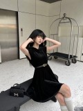 一目惚れ♪ ディオール 激安通販 24新作ベルベットステッチドリルで袖なしベルトワンピース