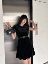 一目惚れ♪ ディオール 激安通販 24新作ベルベットステッチドリルで袖なしベルトワンピース