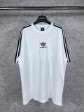 【話題商品！】 balenciagaxAdidas クローバースリーストライプロゴ刺繍半袖Tシャツ