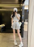 超話題! ナイキ 激安偽物 フルプリント開襟半袖ドローストリングスカート2点セット