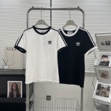 使い勝手良し アディダス コピー クローバーレトロパッチワークストライプロゴ半袖Tシャツ2色