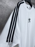 【話題商品！】 balenciagaxAdidas クローバースリーストライプロゴ刺繍半袖Tシャツ