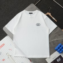 高品質 プラダ 激安偽物 タオル刺繍ロゴ胸ロゴカジュアル丸首半袖Tシャツ