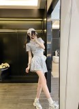 超話題! ナイキ 激安偽物 フルプリント開襟半袖ドローストリングスカート2点セット
