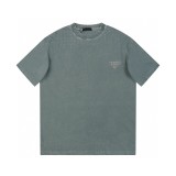 超話題! プラダ コピー 2024 SS春夏新作水洗三角ロゴ満天星ドリル丸首半袖Tシャツ