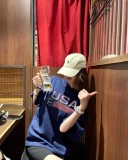 累積売上総額第１位！ ナイキ スーパーコピー 古着USA国旗刺繍ロゴボアブルー半袖