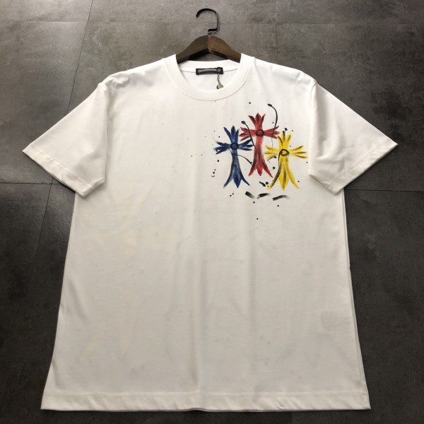 ★超人気 クロムハーツ コピーおすすめ 2024新ロゴ手描きプリント半袖Tシャツ
