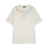 新作 クロムハーツ 激安通販 2024春夏新型前後カラーオードリル水洗半袖Tシャツ