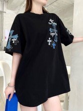 日本未入荷 クロムハーツ n級品 カウボーイの皮貼り十字架の鉄のマイクロロゴTシャツ