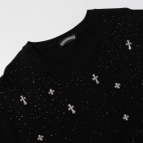 【話題商品！】クロムハーツ スーパーコピー 重工満天星十字架ドリル半袖Tシャツ