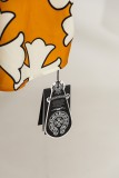 一目惚れ♪ クロムハーツ  n級品 白フルクロスオレンジシルバーボタン半袖シャツ