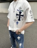 【話題商品！】クロムハーツ 激安偽物 カウボーイの皮貼り十字架の鉄のマイクロロゴTシャツ