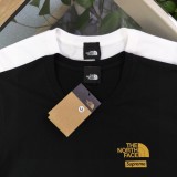 【限定】The North FaceXSupreme連名ロゴアルファベットプリントカジュアルカップル丸首半袖Tシャツ2色
