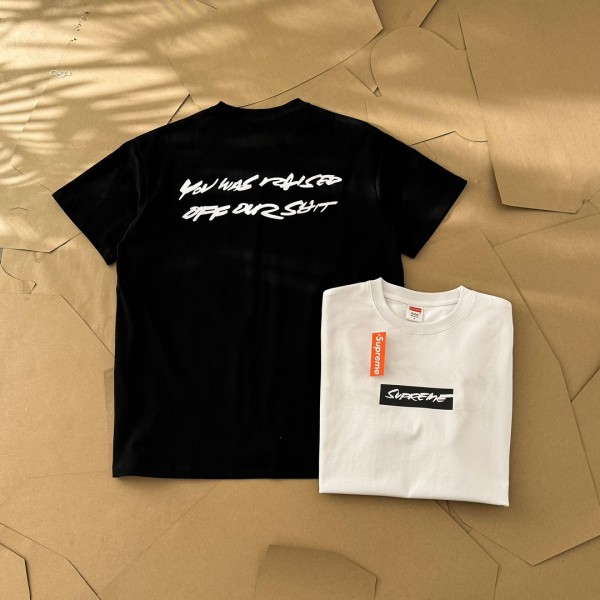入手困難 シュプリーム 激安偽物 アルファベットロゴプリントラウンドネックカジュアル半袖Tシャツ2色