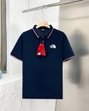 ★超人気 ザノースフェイス 激安偽物  夏の色ストライプ開襟ポロシャツ純色カジュアル半袖Tシャツ5色