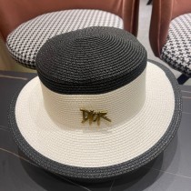 高品質 ディオール 偽物通販 2024の新草編みフラットトップ日除け麦わら鉢帽