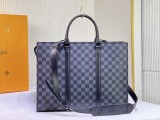 超奇跡の入荷☆ ルイヴィトン コピー 黒い花と黒皮の中間にある黒い縦の男性ブリーフケースはショルダーバッグ