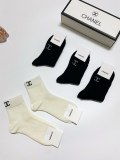高品質 シャネル n級品 クラシックアルファベットロゴコットンミッドソックス