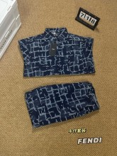 入手困難 フェンディ 偽物通販 デニムオーバーパンツカジュアルデニムスーツ