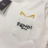 稀少 フェンディ スーパーコピー 小さな怪獣ポケット刺繍カジュアル丸首半袖Tシャツ