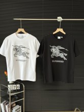 追跡付 バーバリー 偽物通販 夏の胸元刺繍戦馬カップル半袖Tシャツ